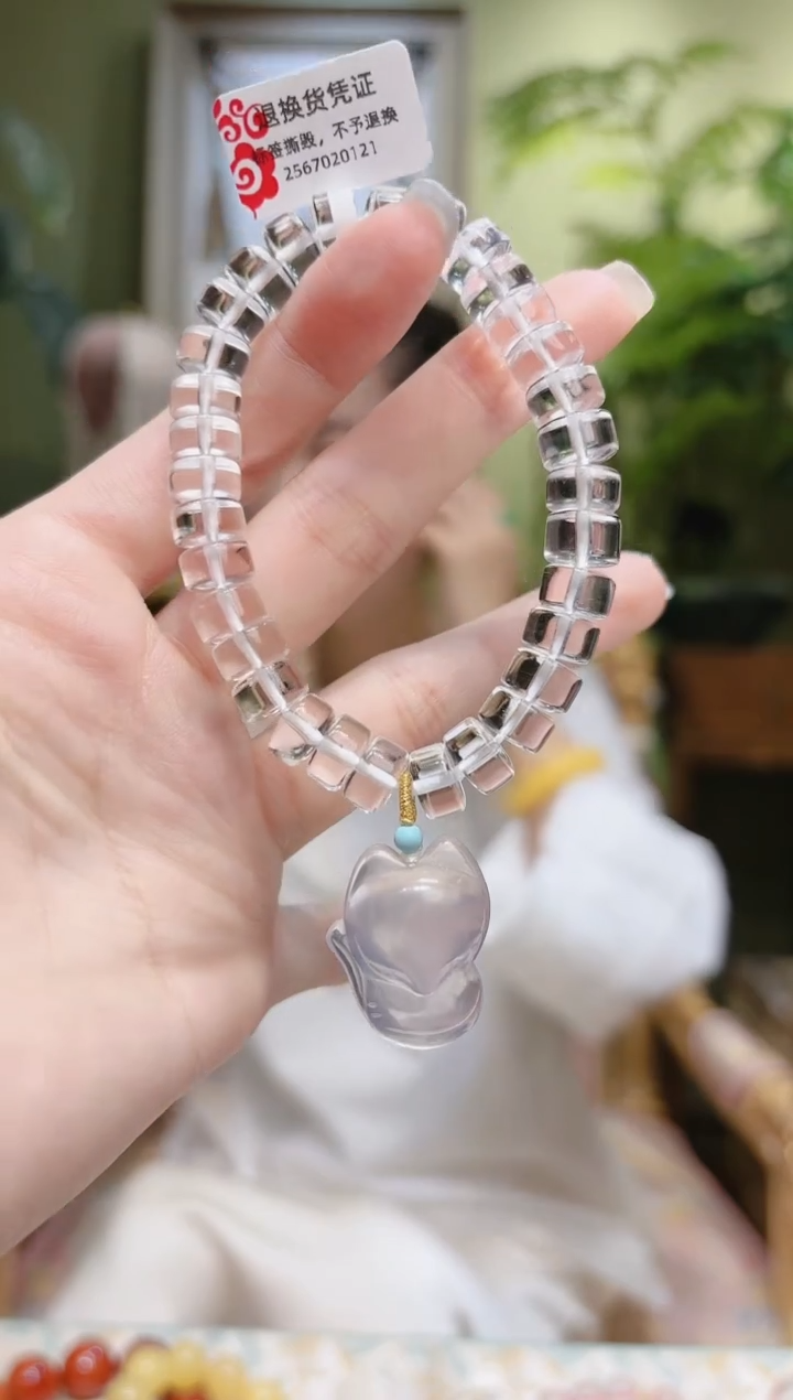 【闪购商品】水晶手串未镶嵌粉晶凤九直切白水晶手串