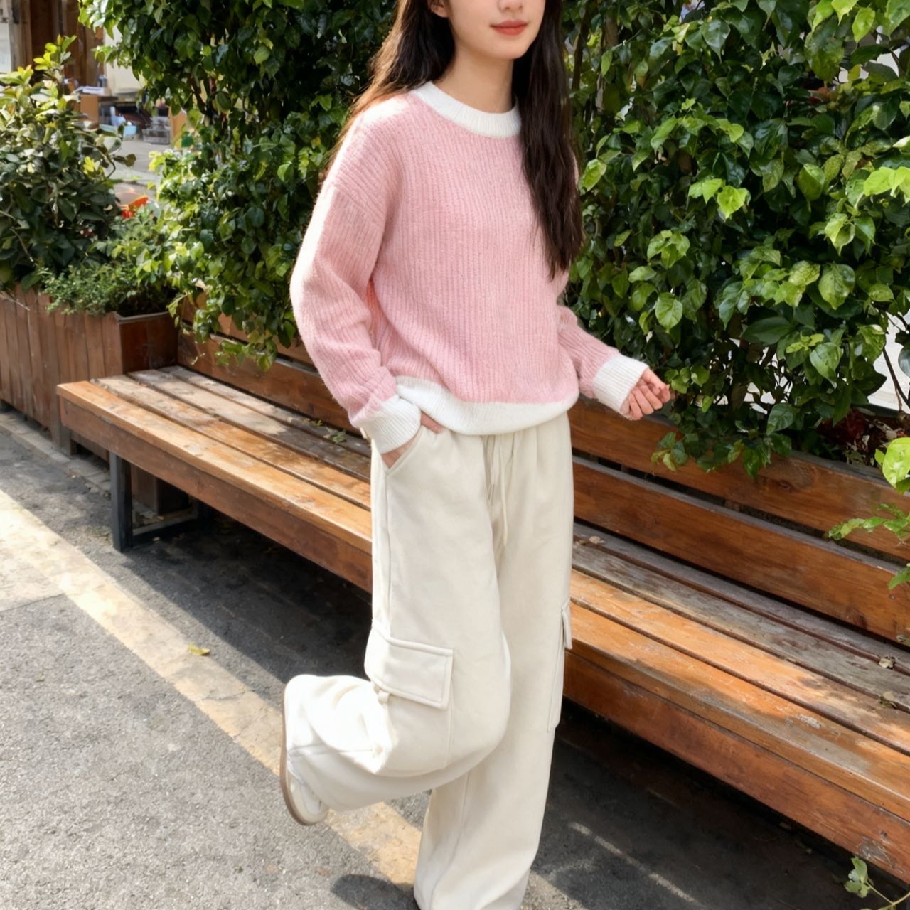 9623929高端专享秋冬款青少年加绒休闲裤杏色（靠谱）