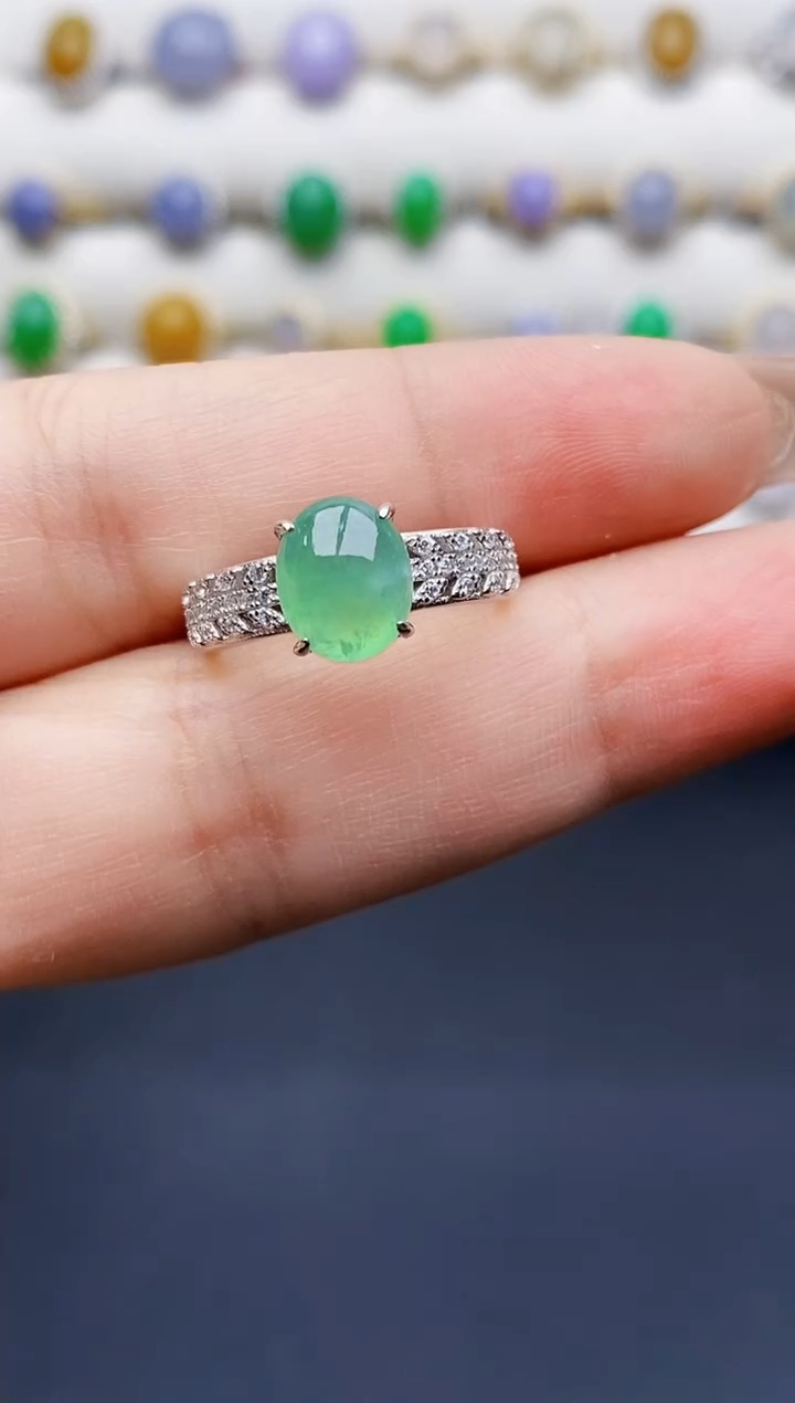 银S925镶嵌戒指翡翠0130