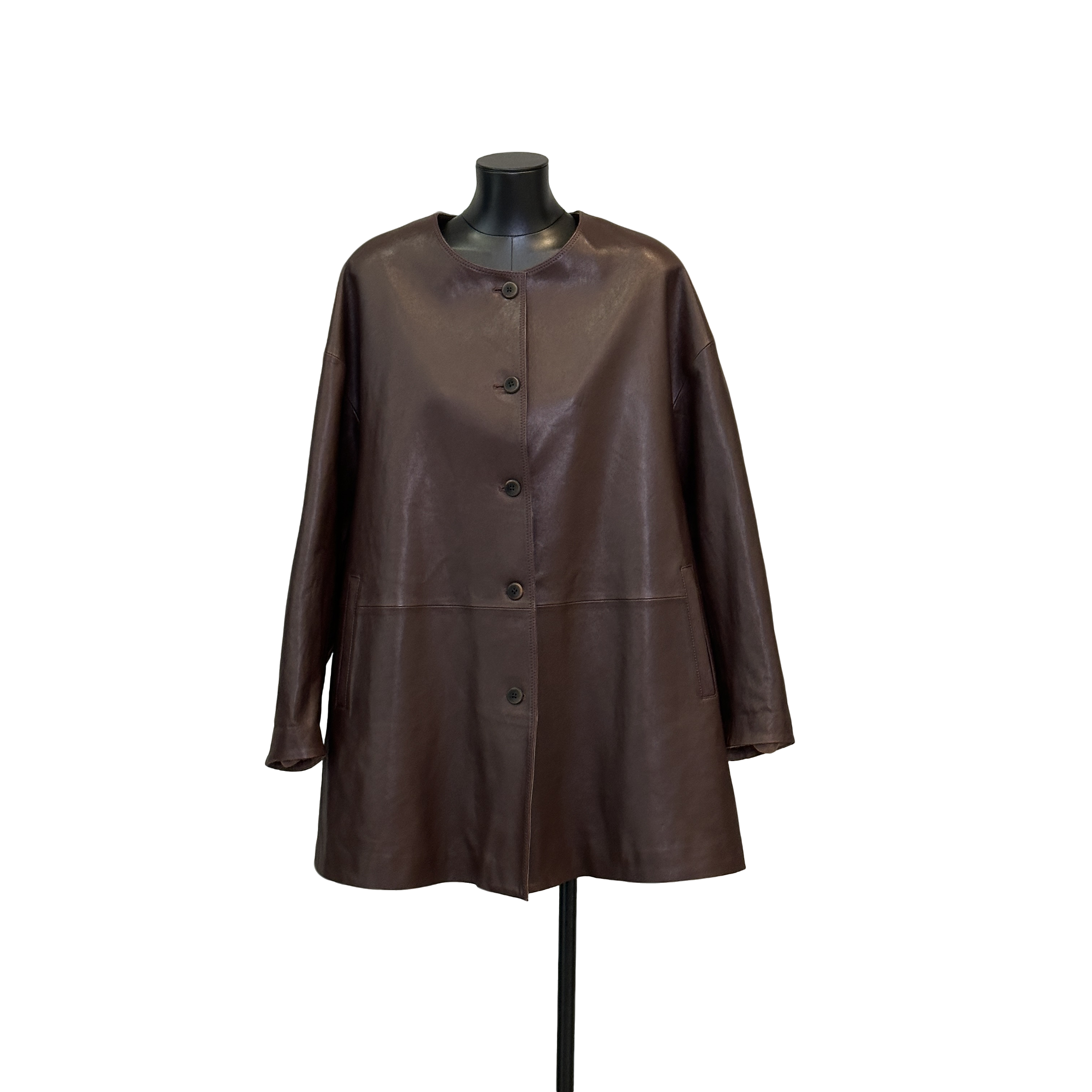 利琪高订国风秋款大码显瘦气质纯版百搭羊皮长款外套A5558