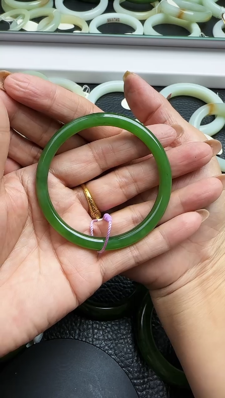 未镶嵌手镯和田玉碧玉美人条手镯 58mm