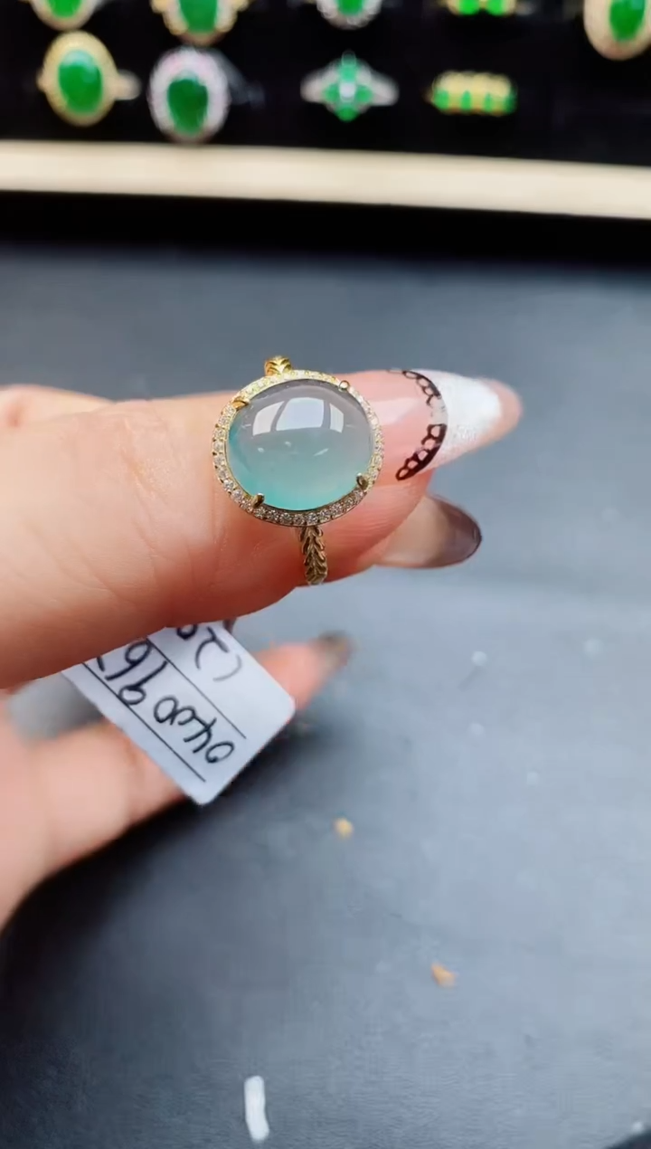 翡翠戒指银S925镶嵌5085