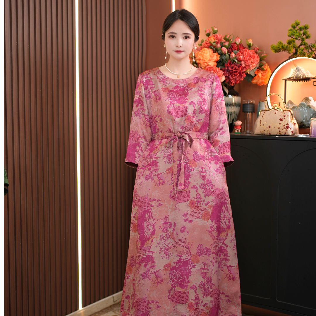 (夕颜）2025年新款改良版新品夏季国风旗袍双面双穿连衣裙