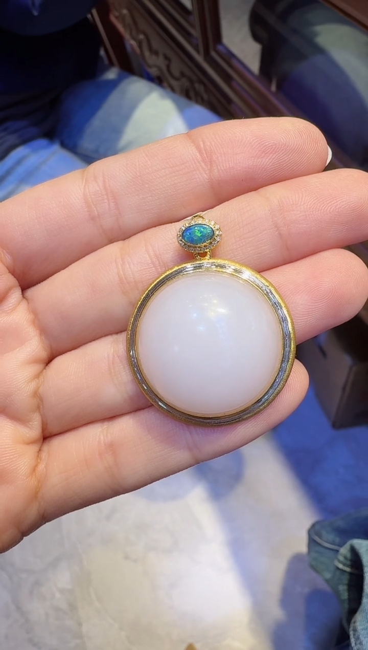 【闪购商品】和田玉吊坠(不含链)18K金镶嵌LM13