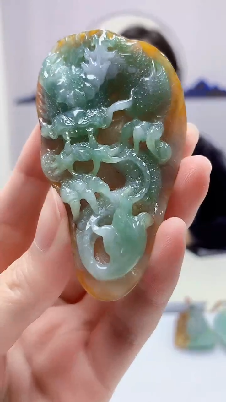 【闪购商品】定制翡翠未镶嵌4829zm-毛货挂件龙牌101