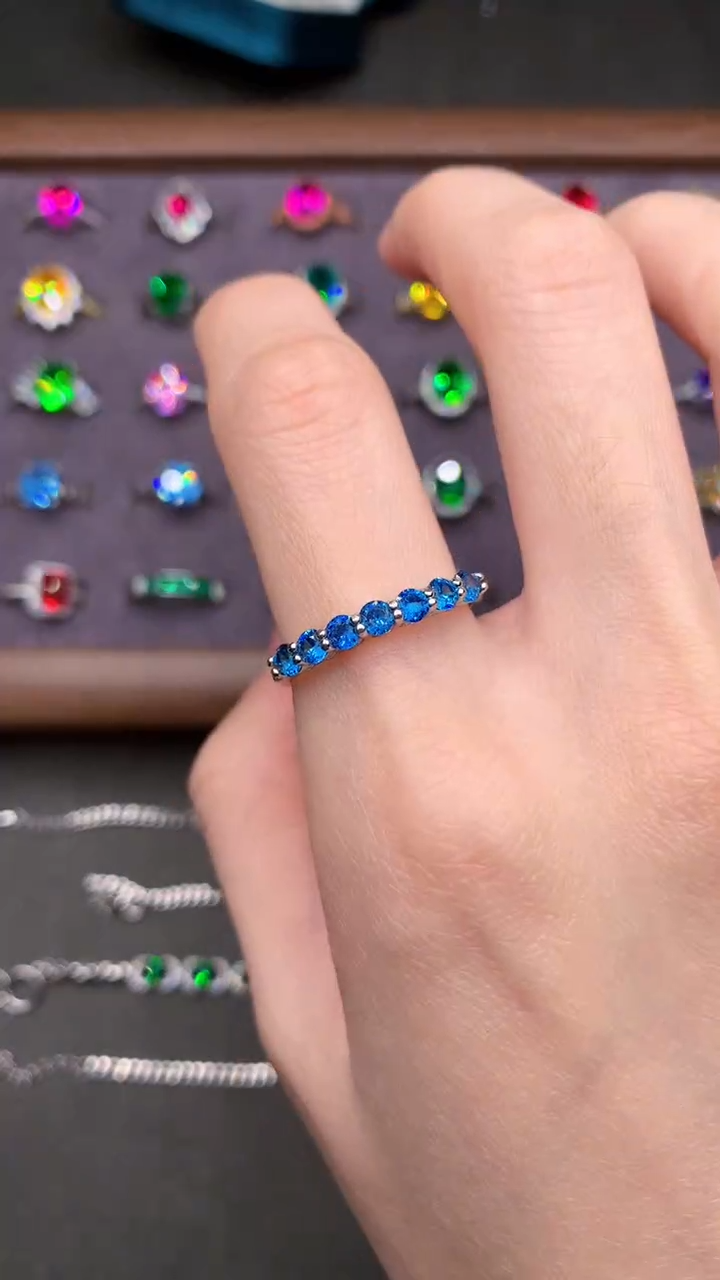 【闪购商品】海蓝宝石戒圈银S925镶嵌.....