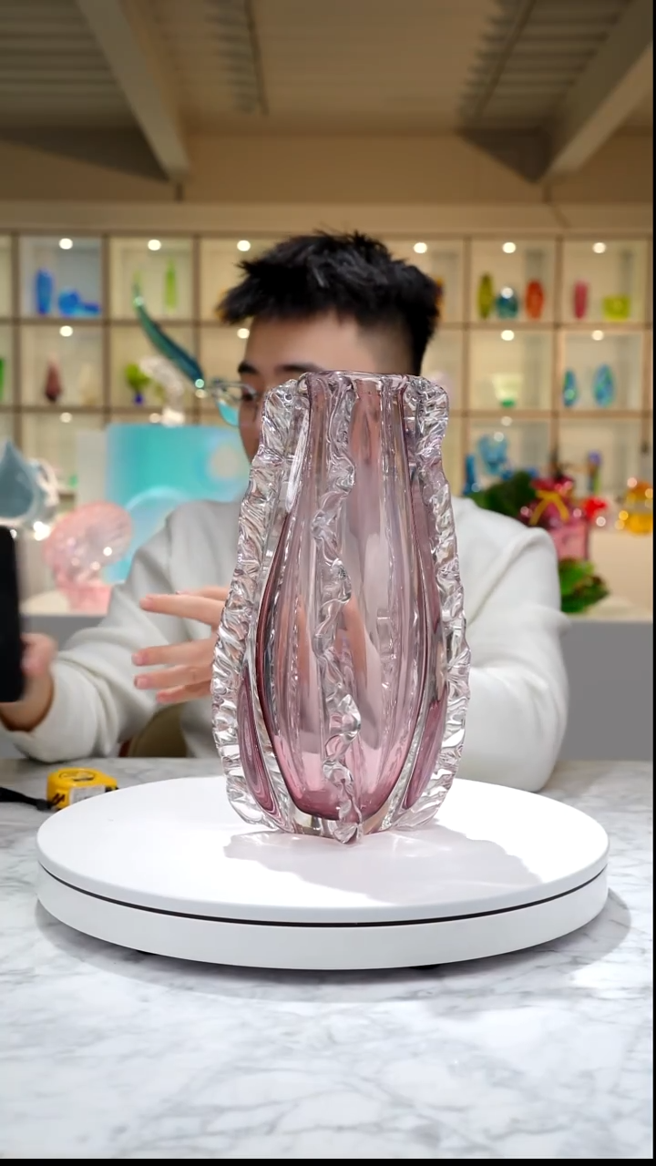 手工艺品琉璃٩****?金红设计款花器