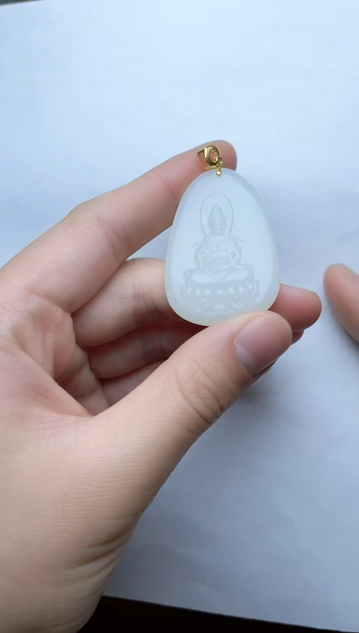 【闪购商品】和田玉颈饰18K金镶嵌观音kk