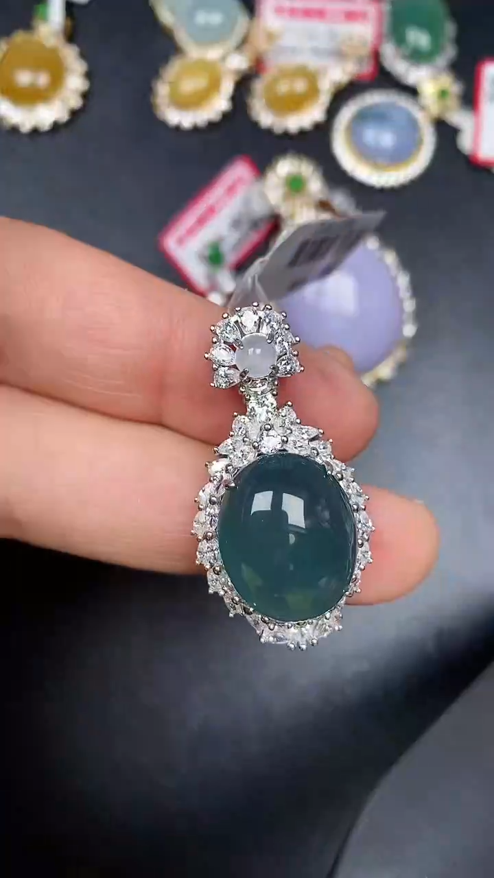 银S925镶嵌戒指翡翠6500
