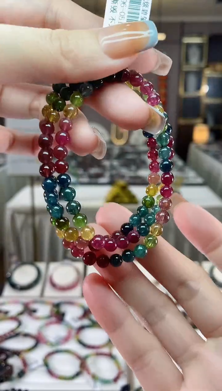 【闪购商品】碧玺三圈手串5mm+未镶嵌一物一证dan