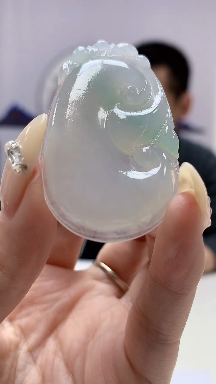 【闪购商品】定制翡翠未镶嵌3916DD-毛货挂件如意91