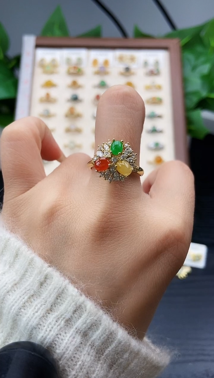 银S925镶嵌戒指翡翠12