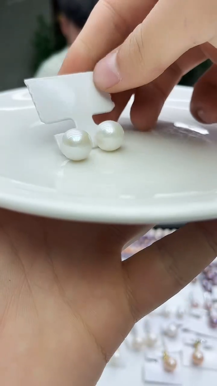 未镶嵌耳饰淡水珍珠白色系素钉13mm(多样性发一）