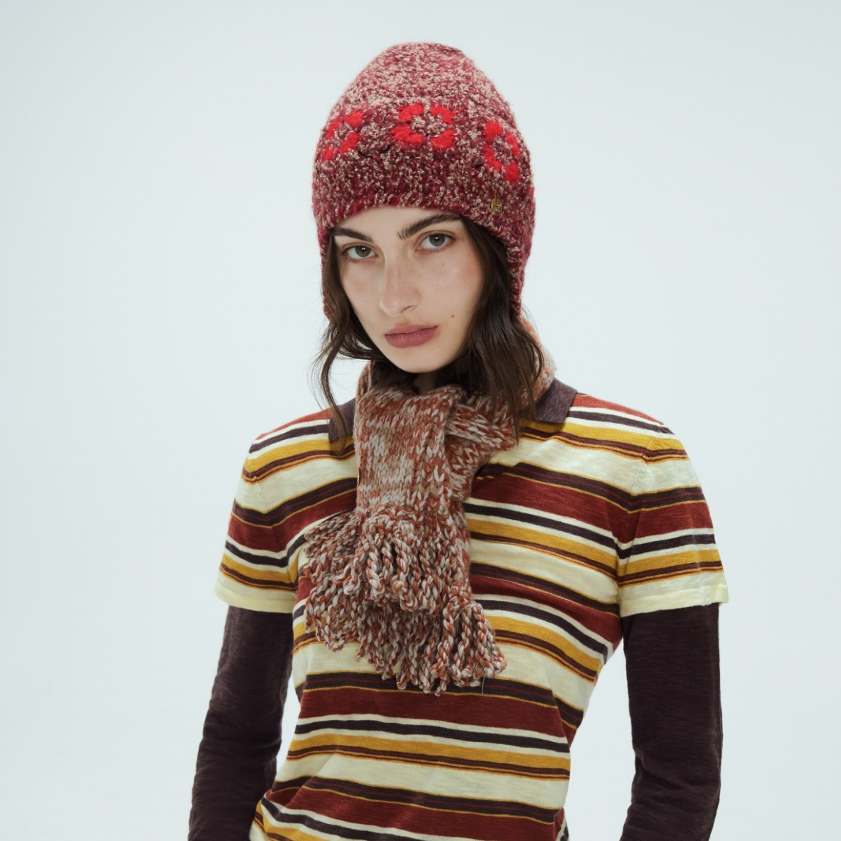 颂的鹤森系冬季休闲风女编制围巾休闲极简风秋冬CF02