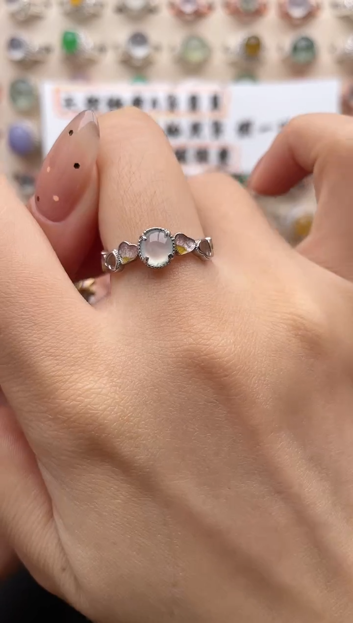 【闪购商品】翡翠戒指银S925镶嵌一物一证一礼盒