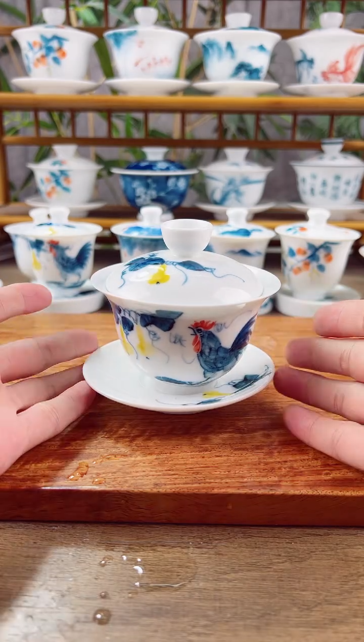 【闪购商品】微瑕葫芦公鸡150ml三才盖碗