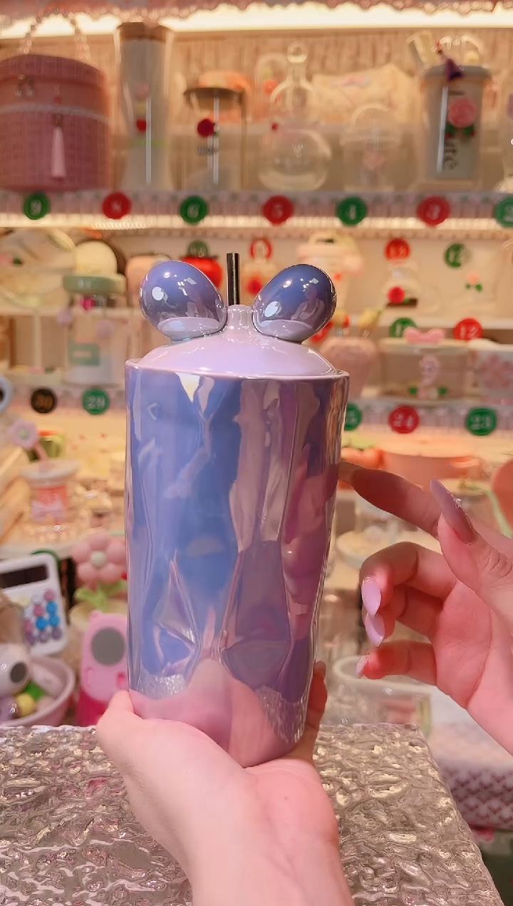 其他品质好发货快放心拍！紫色米奇吸管杯