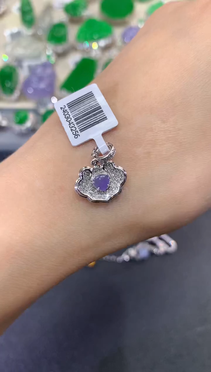 【闪购商品】翡翠吊坠(不含链)18K金镶嵌w34紫货有色差