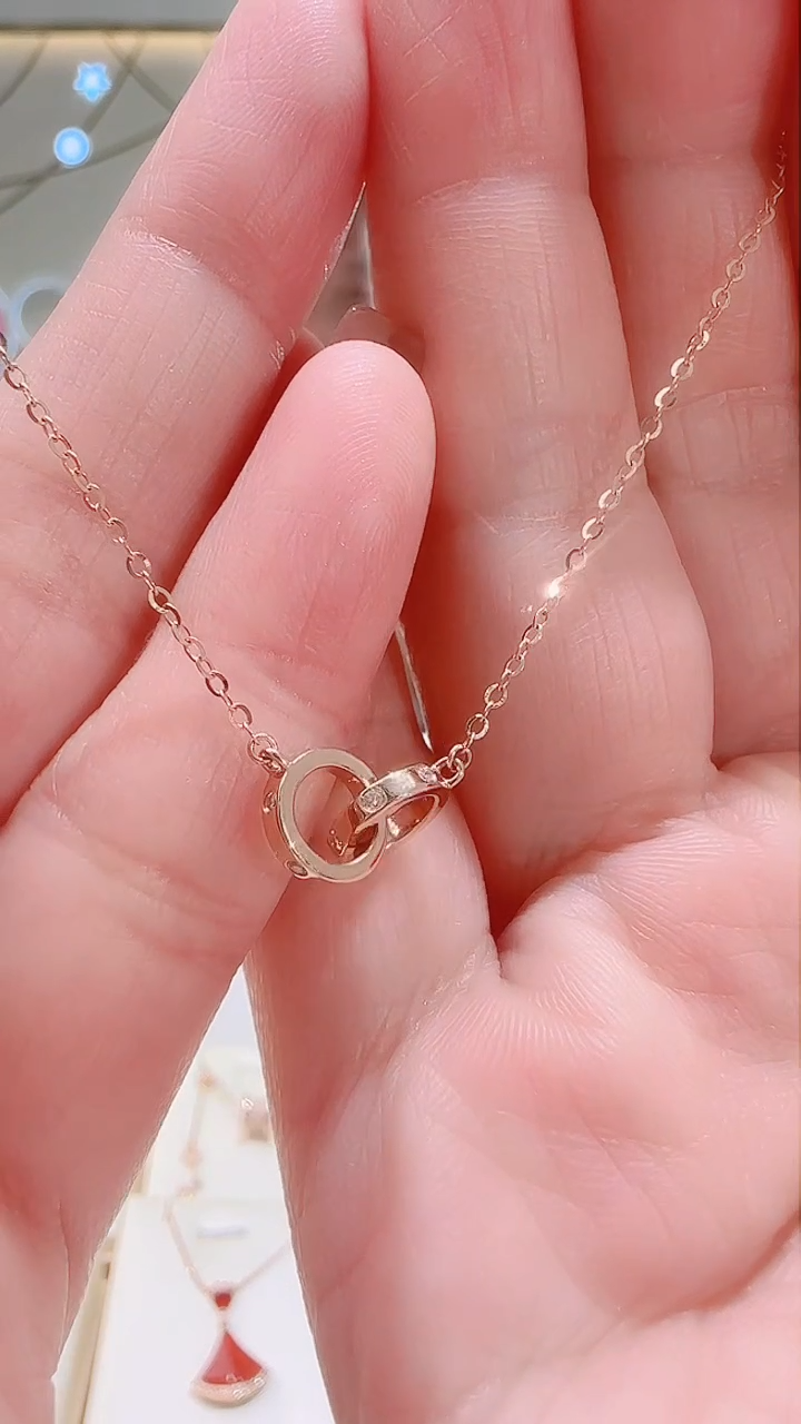 【闪购商品】合成立方氧化锆套链18K金镶嵌套链