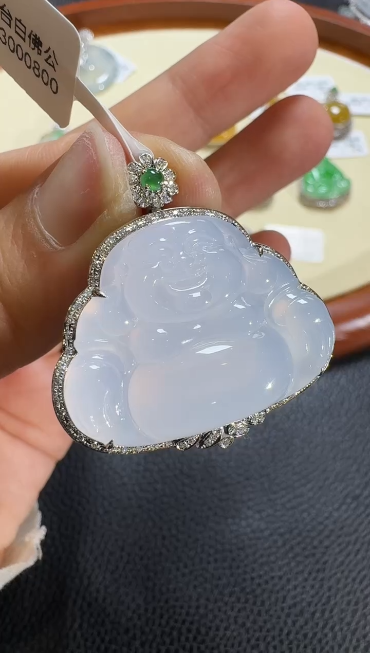 【闪购商品】翡翠吊坠(不含链)18K金镶嵌【源头工厂】钻石镶嵌