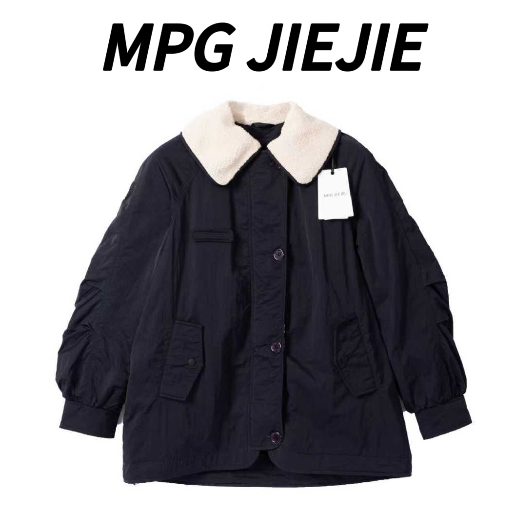 MPG JIEJIE【‘蓝’不住】25大码90白鸭绒毛领拼接羽绒服