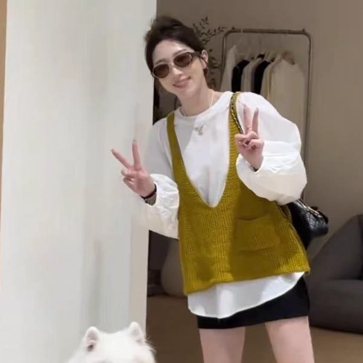 宽松型秋季甜美风口袋短款女马夹上衣网红减龄纯色