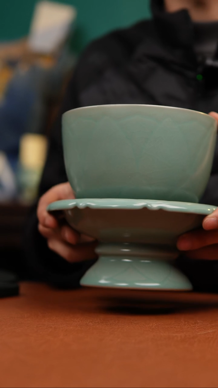 【闪购商品】瓷片仿古天青莲花盏微瑕福利