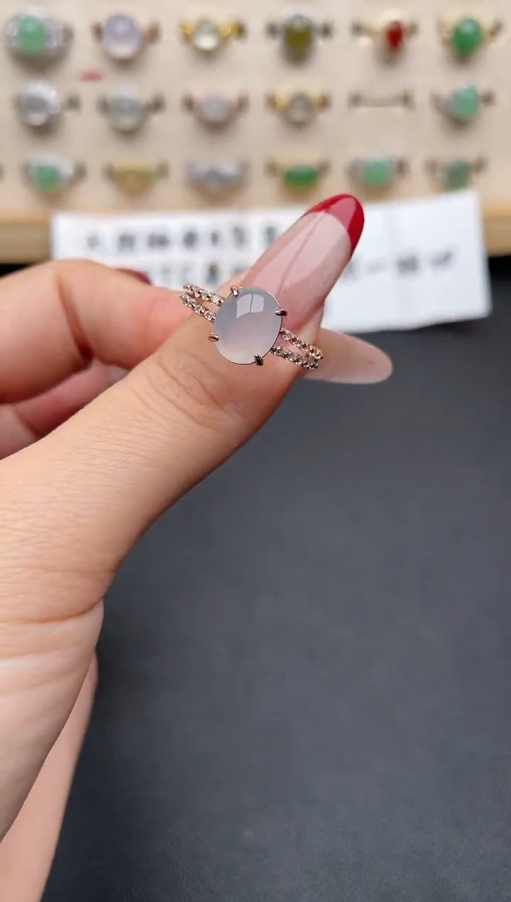 【闪购商品】翡翠戒指银S925镶嵌一物一证一礼盒
