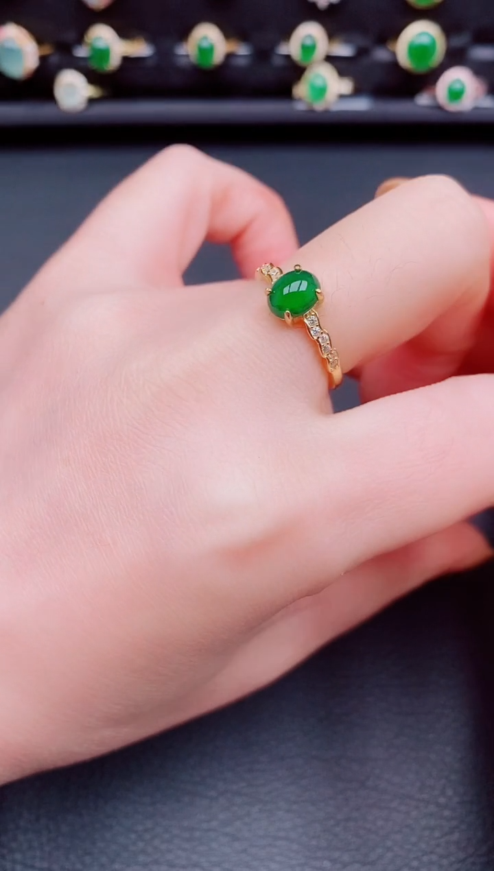 【闪购商品】翡翠戒指银S925镶嵌天然a货翡翠18