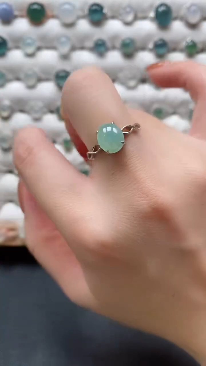 【闪购商品】翡翠戒指银S925镶嵌一物一证一礼盒