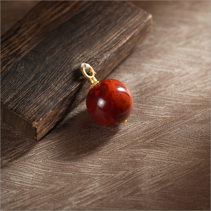 【老掌柜】21mm/18K单珠/南红项链  M061448