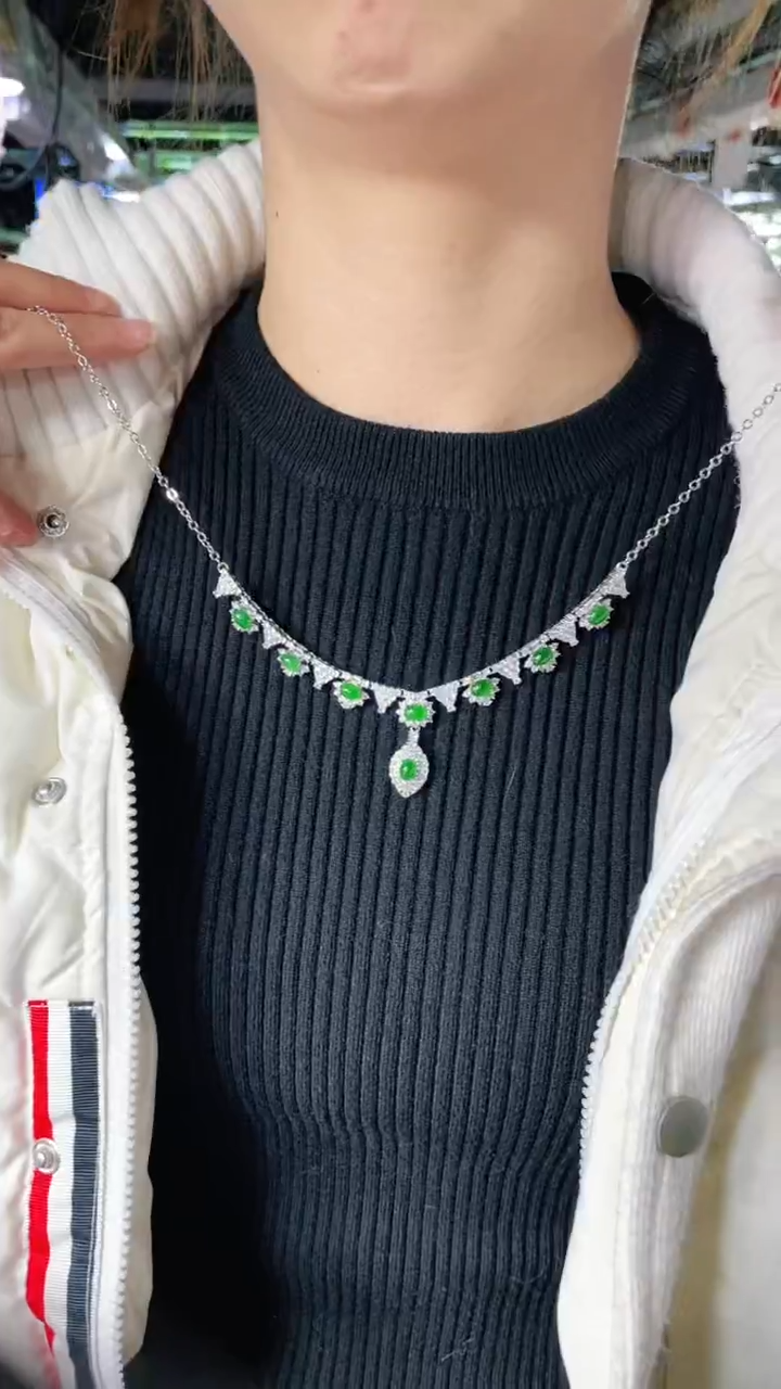 颈饰银S925镶嵌翡翠首饰