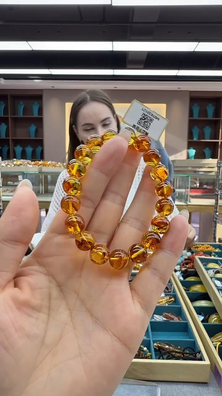 手链琥珀未镶嵌167秒拍号 假一罚三 10mm