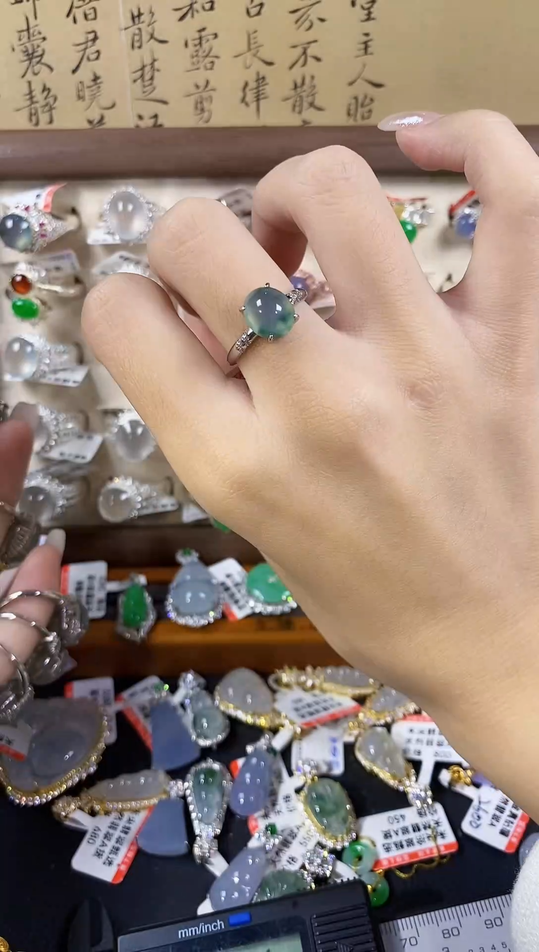 银S925镶嵌戒指翡翠一****?天然A货翡翠