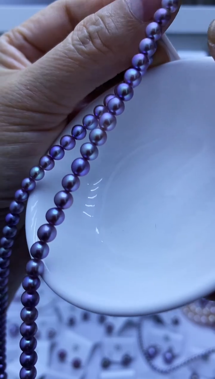 颈饰银S925镶嵌淡水珍珠紫baby