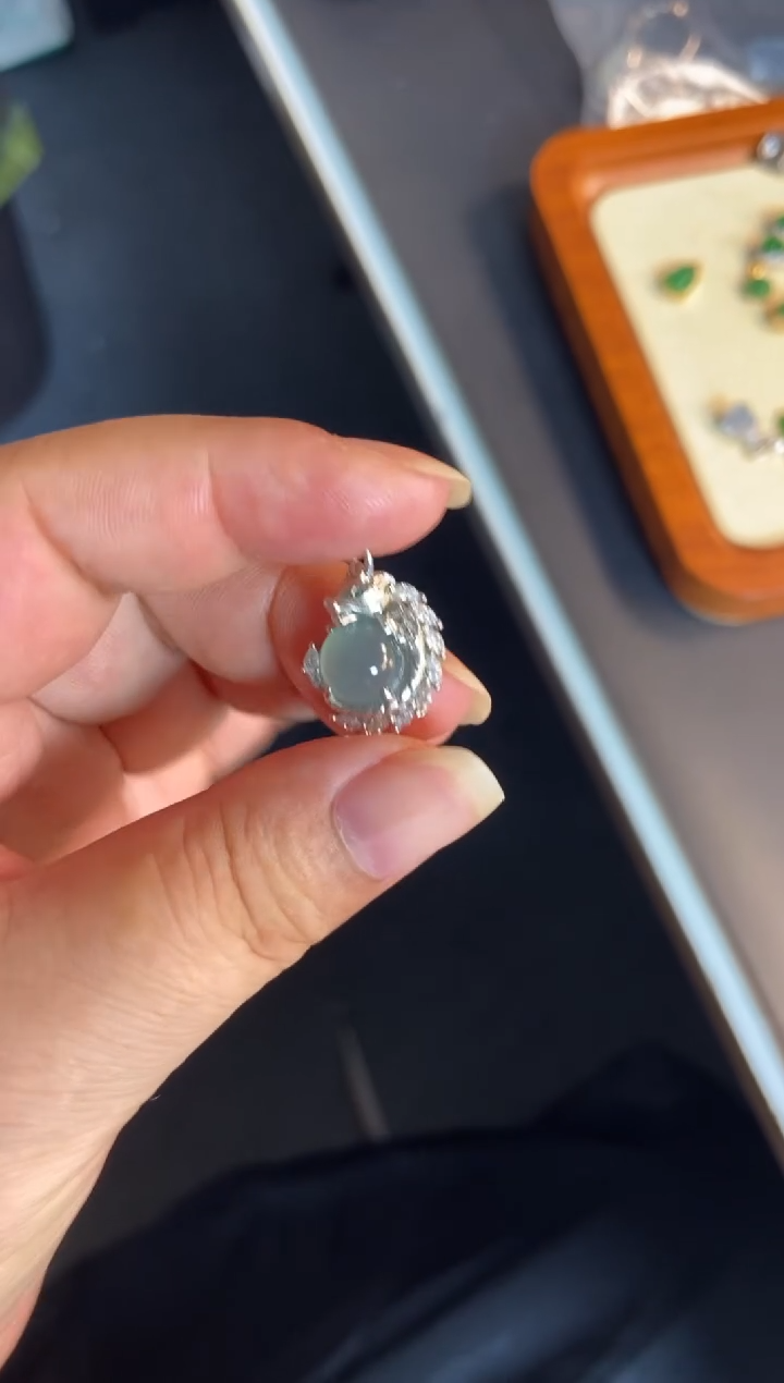 吊坠(不含链)银S925镶嵌翡翠1