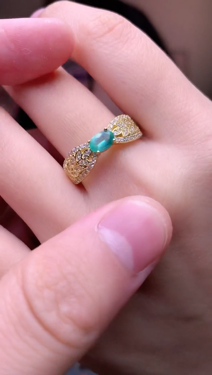 【闪购商品】祖母绿戒指银S925镶嵌戒指