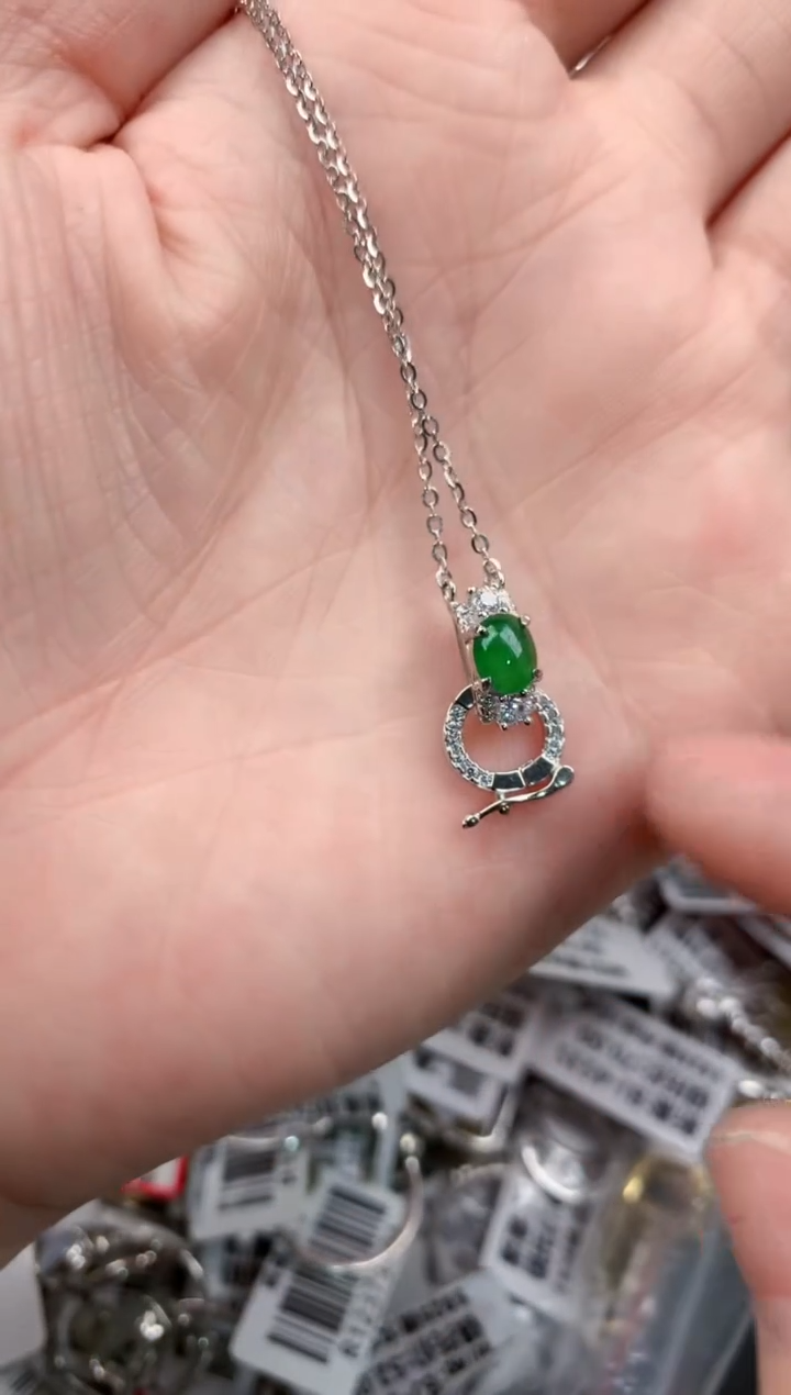 银S925镶嵌戒指翡翠999      2