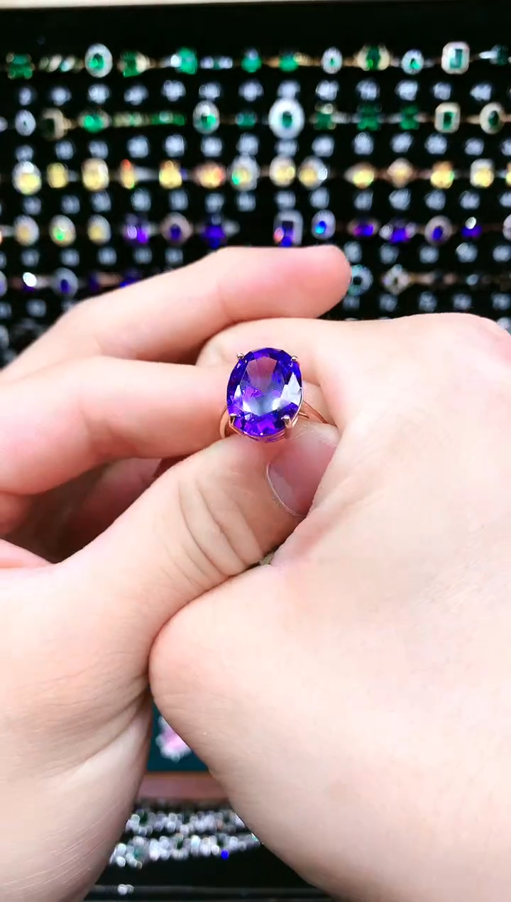 紫晶戒指银S925镶嵌......