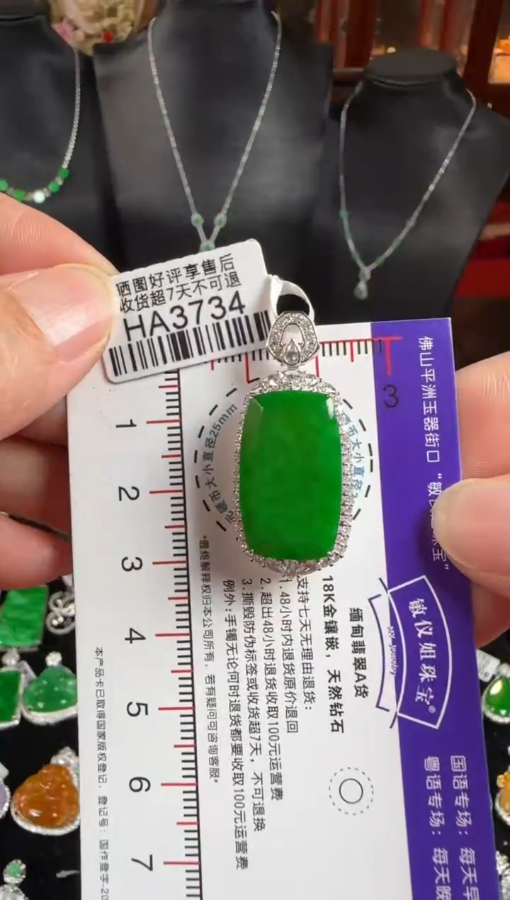 颈饰未镶嵌翡翠HA3734冰绿无事牌