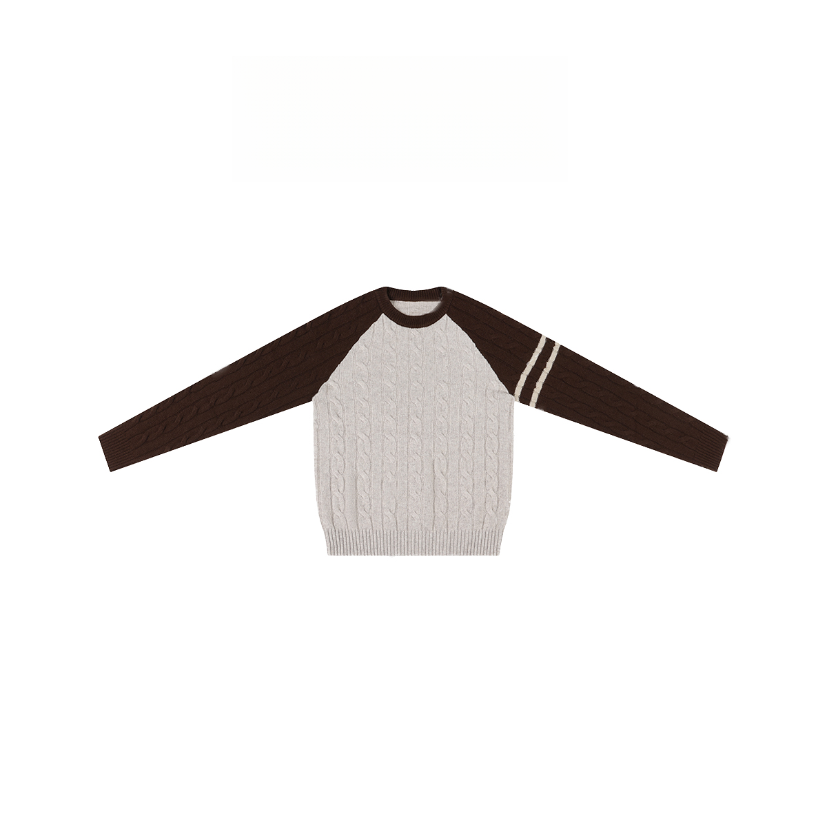 【高品私服】100羊毛织撞色擦肩袖时尚圆领针织衫 007