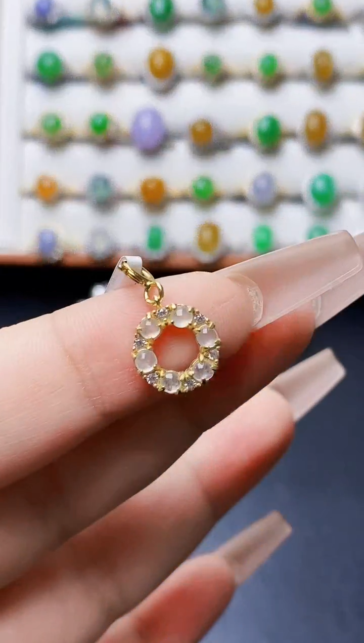 银S925镶嵌戒指翡翠4246