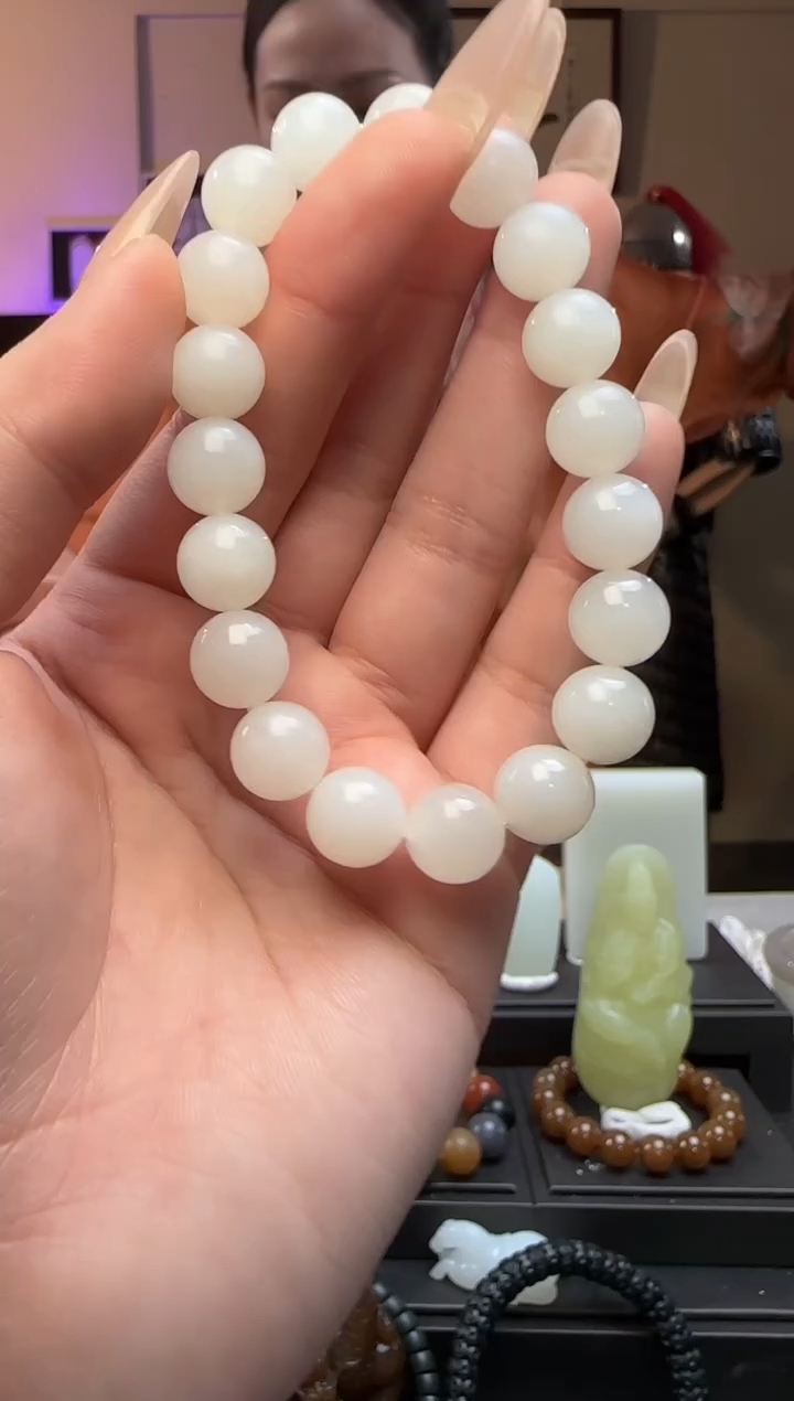 【闪购商品】和田玉白玉圆珠未镶嵌手串