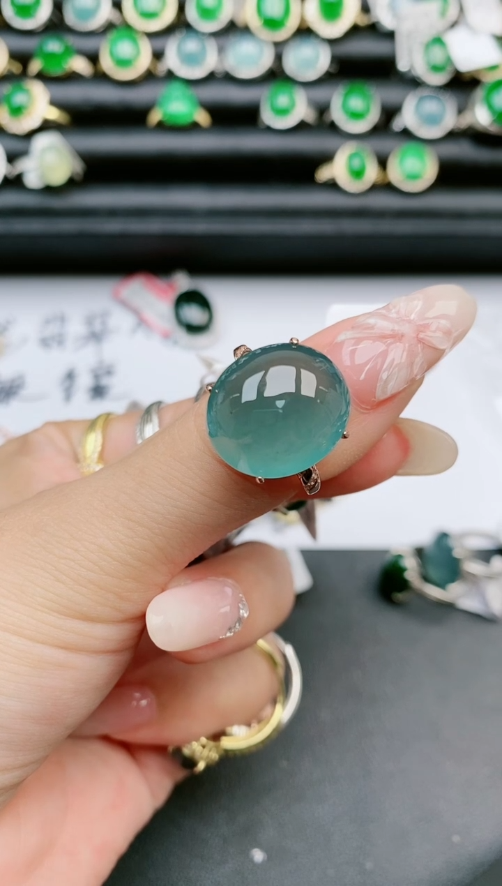 翡翠戒指银S925镶嵌1111111