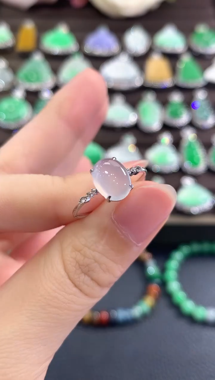 18K金镶嵌戒指翡翠b17  