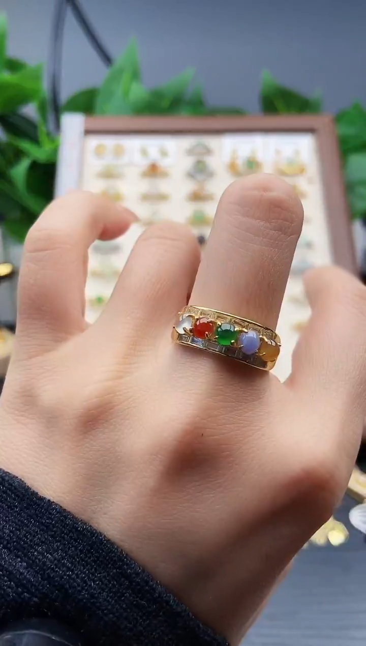 银S925镶嵌戒指翡翠12