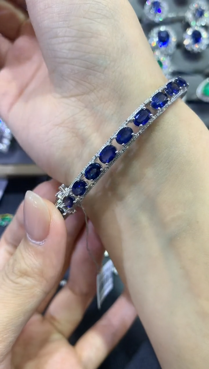 【闪购商品】蓝宝石手链18K金镶嵌A424