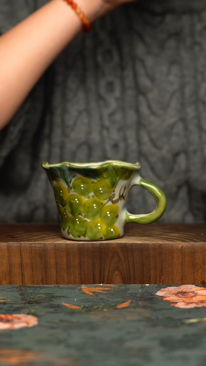 杯釉下彩手工手绘同款陶器     