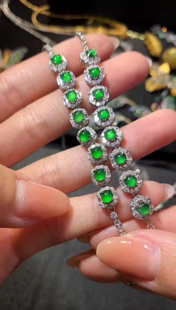 【闪购商品】翡翠手链银S925镶嵌99手链（多样性发货一件