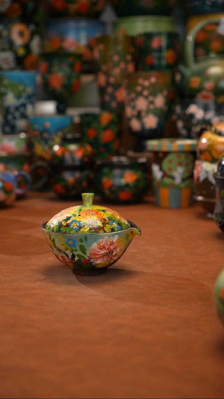 紫砂油画   釉下彩   杯子